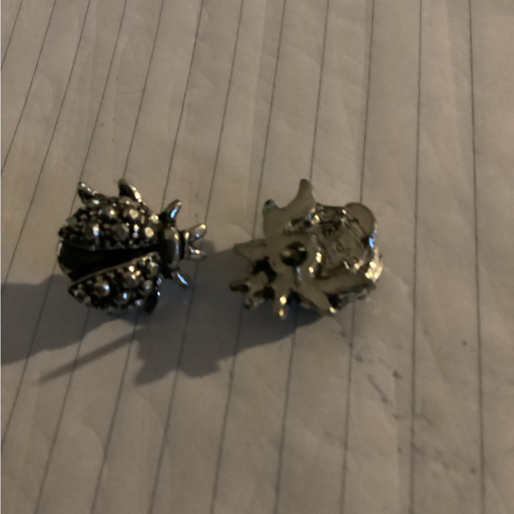 Silver Ladybug Earrings